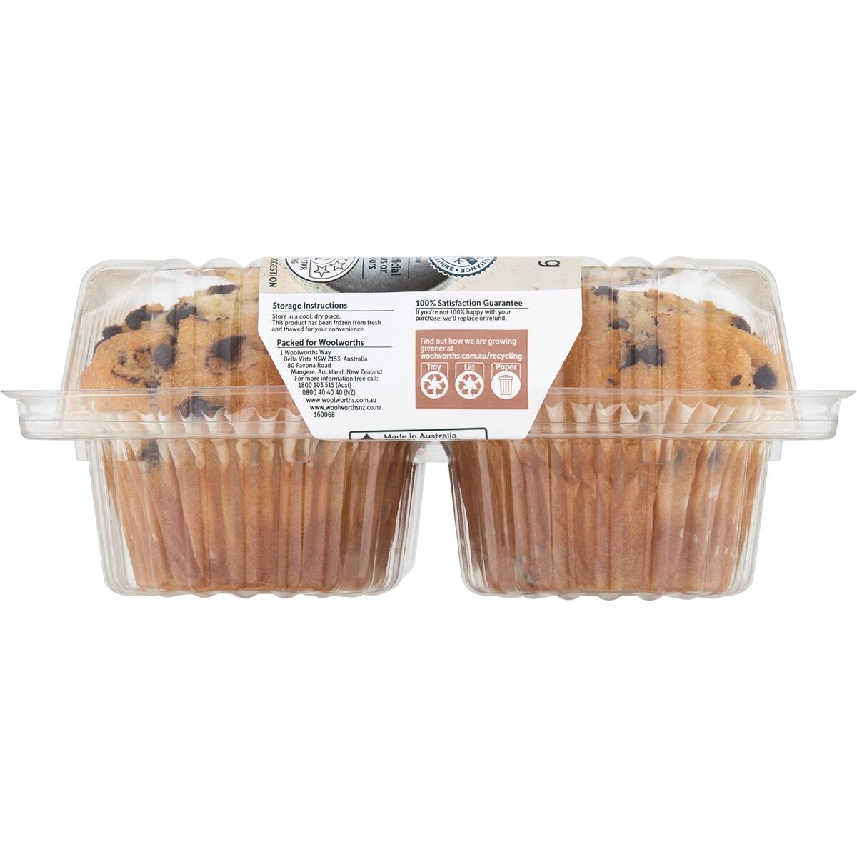 Woolworths Choc Chip Muffin 4 Pack 420g bunch