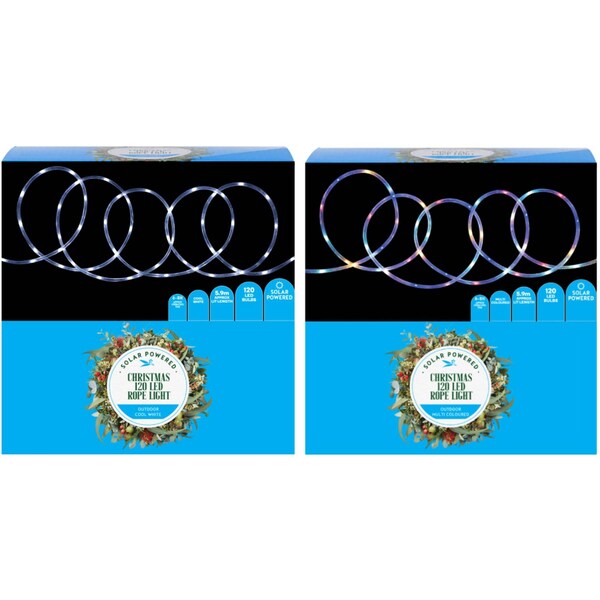 Christmas Solar Powered i20 Led Rope Lights 6m Assorted Each