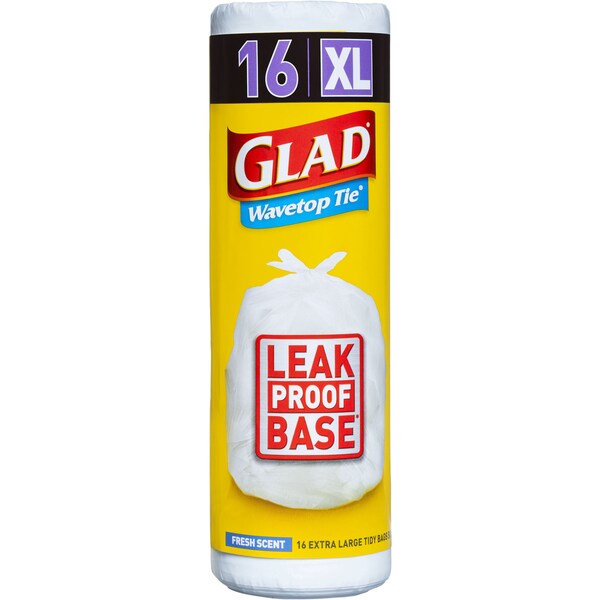 Glad Wavetop Kitchen Tidy Bags Xlarge White 16 Pack