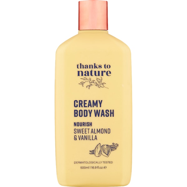 Thanks To Nature Creamy Body Wash Sweet Almond & Vanilla 500mL
