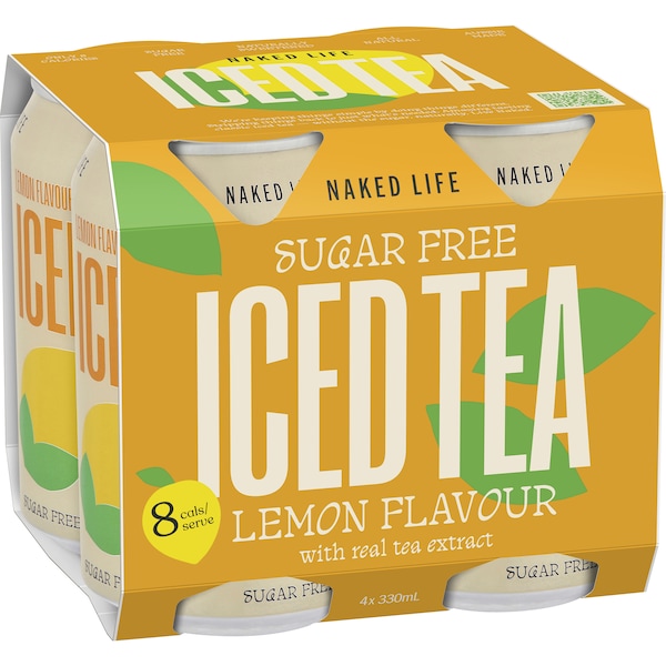 Naked Life Sugar Free Iced Tea Lemon 330mL x 4 pack