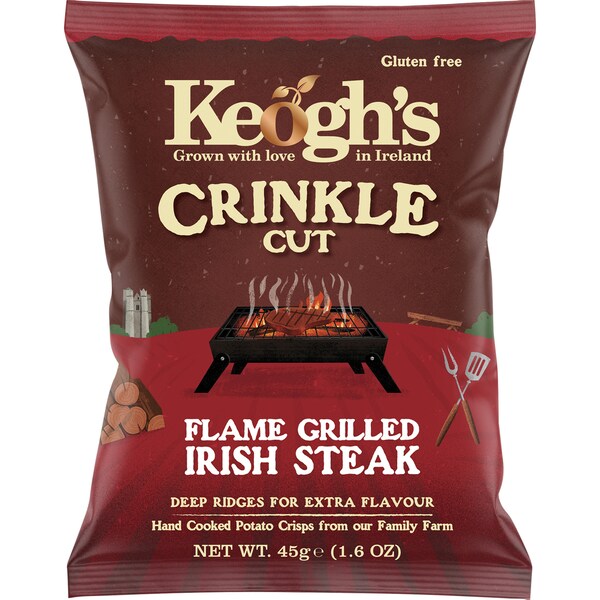 Keoghs Crinkle Cut Crisps Flame Grilled Irish Steak 45g