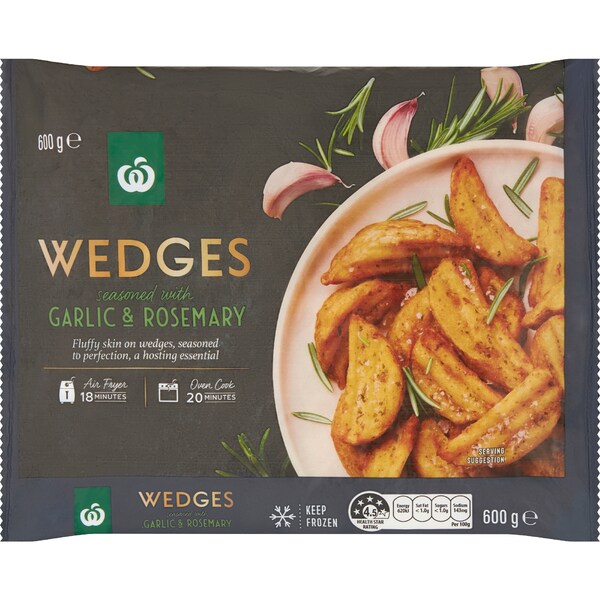 Woolworths Wedges Seasoned With Rosemary & Garlic 600g