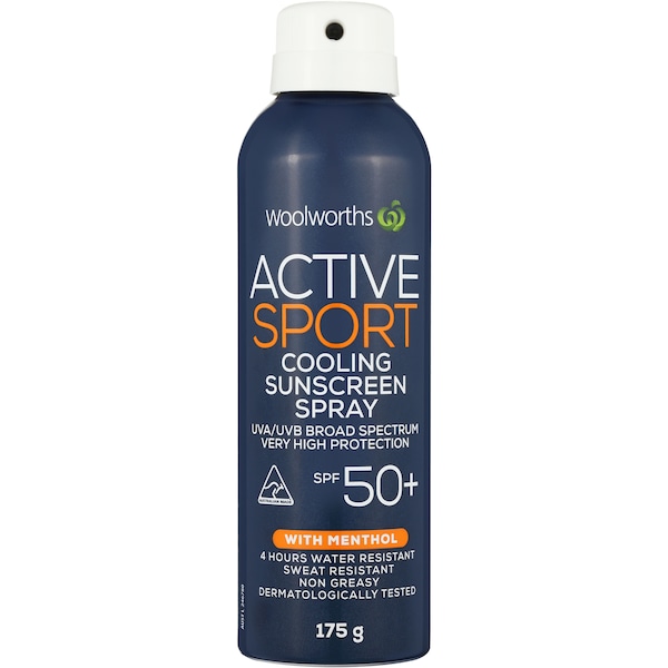 Woolworths SPF 50+ Active Sports Sunscreen Spray 175G