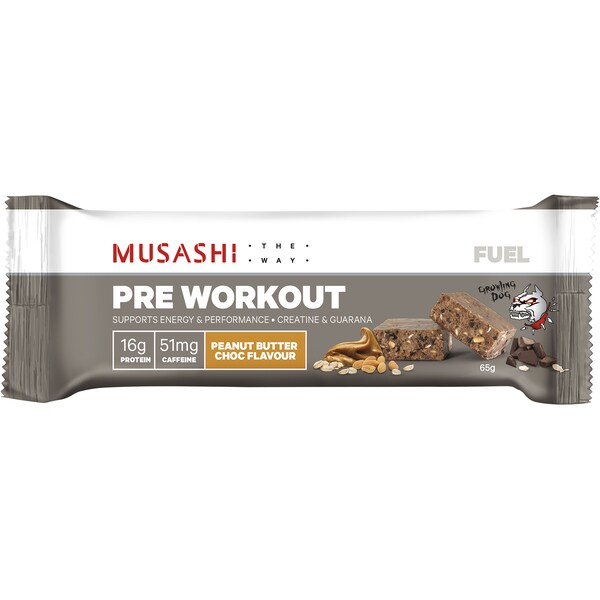 Musashi Pre Workout Growling Dog Peanut Butter Choc Flavour 65g