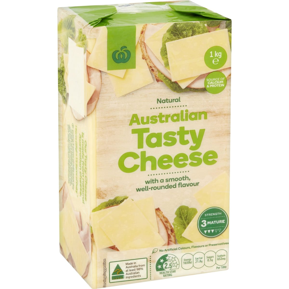 Woolworths Tasty Cheese Block 1kg bunch
