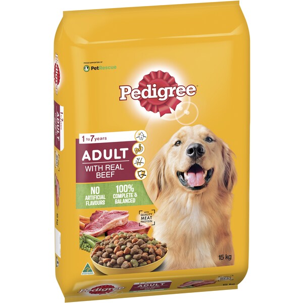 Pedigree Adult Dog Dry Food With Real Beef 15kg