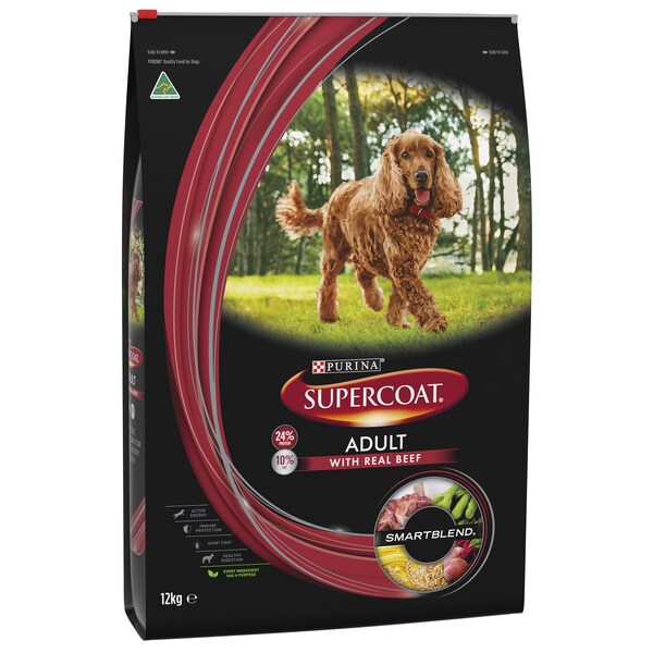 Supercoat Adult Dog Dry Food With Real Beef 12kg