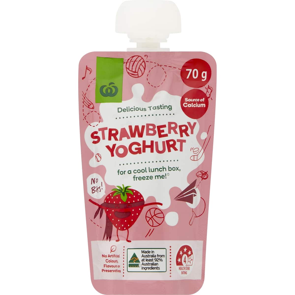 Woolworths Strawberry Yoghurt Pouch 70g bunch