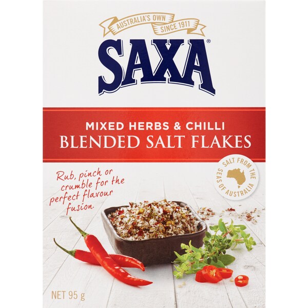 Saxa Blended Salt Flakes Mixed Herbs & Chilli 85g