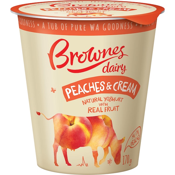 Brownes Dairy Natural Yoghurt Peaches & Cream 170g