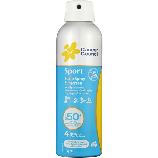 Cancer Council SPF 50+ Sport Sunscreen Aerosol Spray Lotion 175g