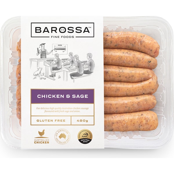 Barossa Fine Foods Chicken & Sage Sausages 480g