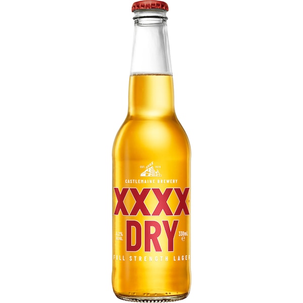 XXXX Dry Full Strength Lager Bottle 330ml