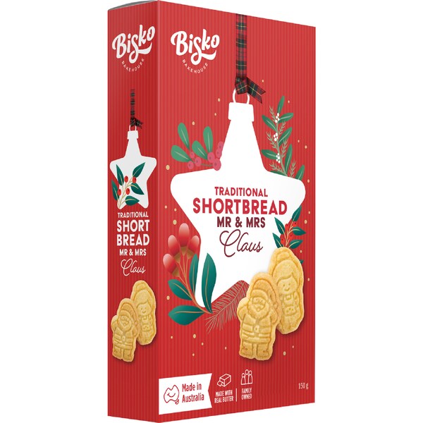 Bisko Bakehouse Traditional Shortbread Mr & Mrs Claus 150g