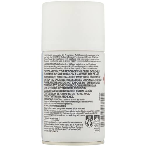 Zenzone Air Freshener Spray Refill Cotton Flower 180g bunch