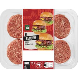 Woolworths 8 Slider Beef Burgers 400g