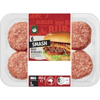 Woolworths 6 Pack Smash Beef Burgers