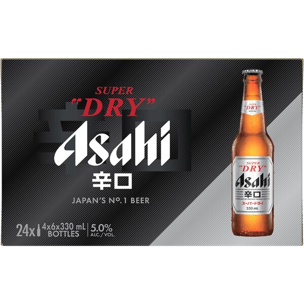 Asahi Super Dry Lager Bottles 330mL x 24 case