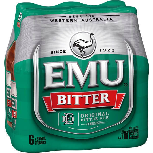 Emu Bitter Lager Bottles 375mL x 6 pack