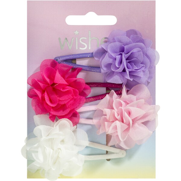 Wishes Flower Hair Clips 4pk