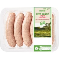 Macro Free Range 6 Pork Sausages