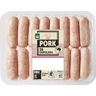 Woolworths 16 Pack Pork Chipolatas