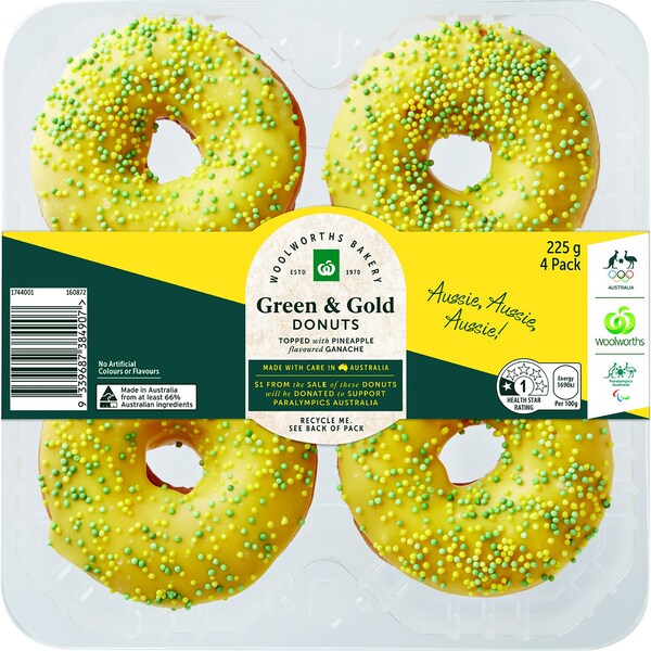 Woolworths Green & Gold Donuts 4 pack