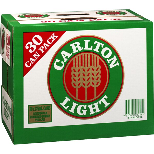 Carlton Light Cans 375mL x 30 case