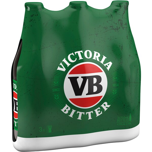 Victoria Bitter Lager Bottles 750mL x 3 pack