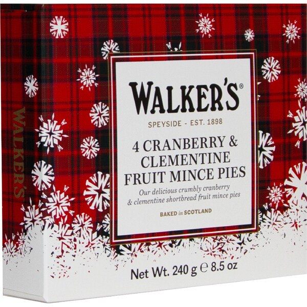 Walker's Cranberry & Clementine Fruit Mince Pies 4 pack