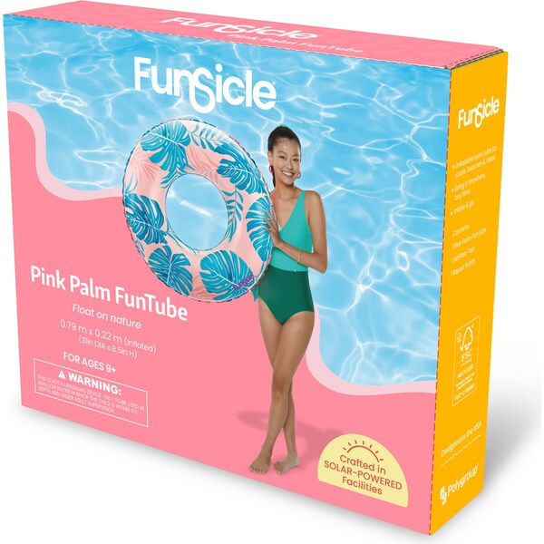 Funsicle Pink Palm FunTube Inflatable Swim Tube each