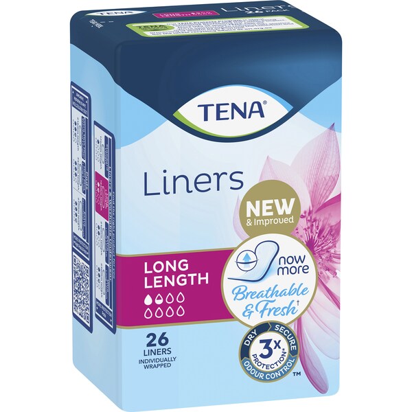 TENA Incontinence Liners Long Length 26 pack
