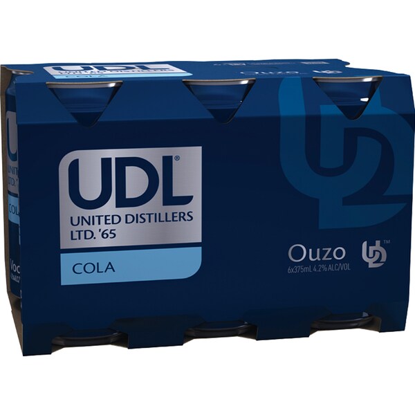 UDL Ouzo & Cola Cans 375mL x 6 pack