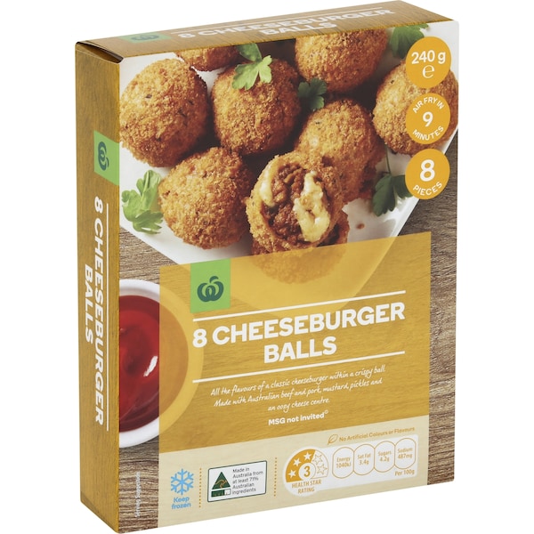 Woolworths Cheeseburger Balls 8 Pack 240g