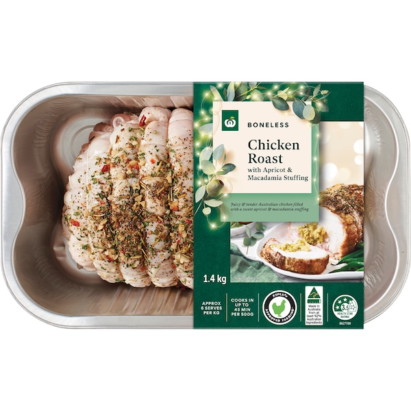 Woolworths Boneless Chicken Roast With Apricot & Macadamia Stuffing 1.4kg