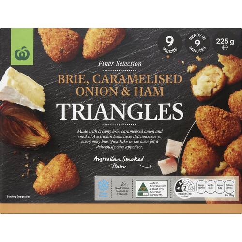 Woolworths Brie Caramelised Onion & Ham Triangles 9 pack | bunch