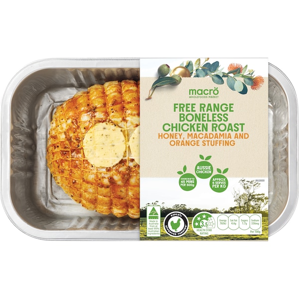 Macro Free Range Boneless Chicken Roast With Honey & Orange 1kg - 1.6kg