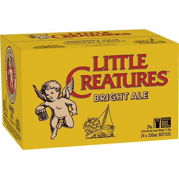 Little Creatures Bright Ale Bottles 330mL x 24 case