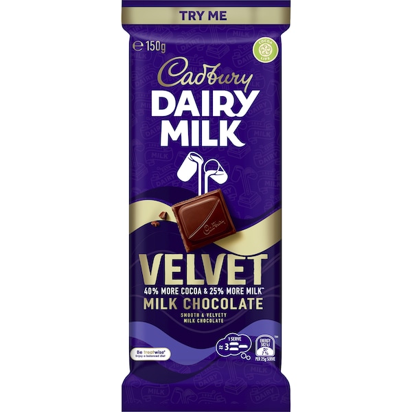 Cadbury Dairy Milk Velvet Chocolate Block 150g