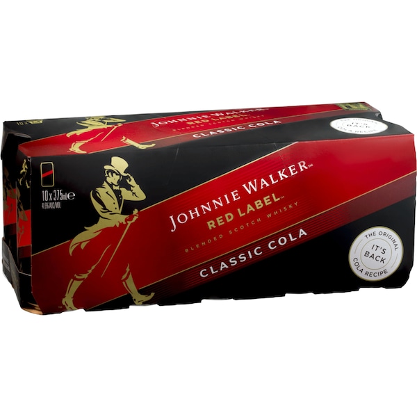 Johnnie Walker Red Label Whisky & Cola Cans 10x375ml
