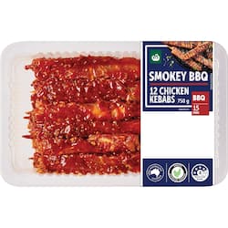 Woolworths 12 Chicken Kebabs Smokey BBQ 750g