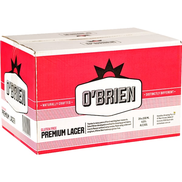 O'Brien Premium Lager Bottles 330mL x 24 case