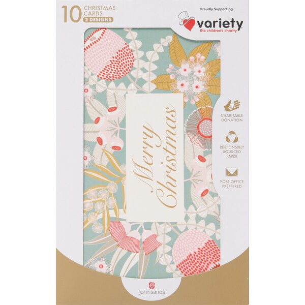 John Sands Christmas Boxed Cards Foliage Merry Christmas 10 pack