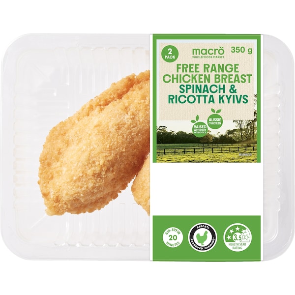 Macro Free Range Chicken Breast Spinach & Ricotta Kyivs 350g