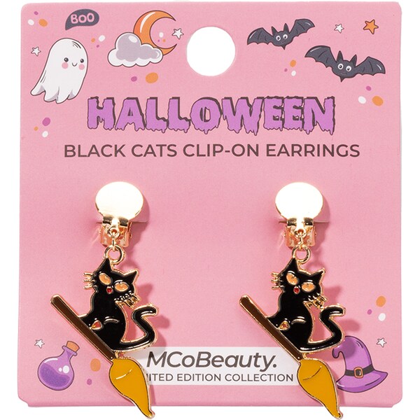 MCoBeauty Clip On Earrings Black Cats Pair each