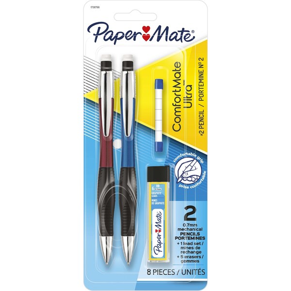 Paper Mate ComfortMate Ultra 0.7mm Pencils With Lead & Erasers 2 pack