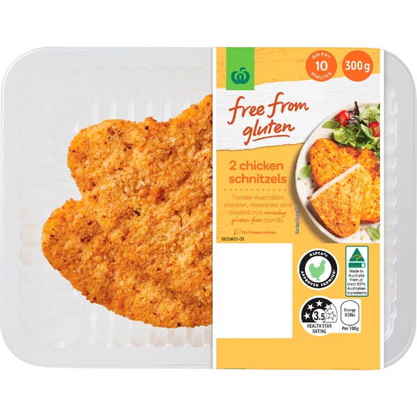 Woolworths Gluten Free 2 Chicken Schnitzels 300g