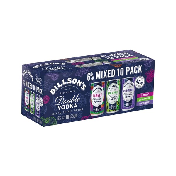 Billson's Double Vodka Mixed Can 250mL x 10 pack