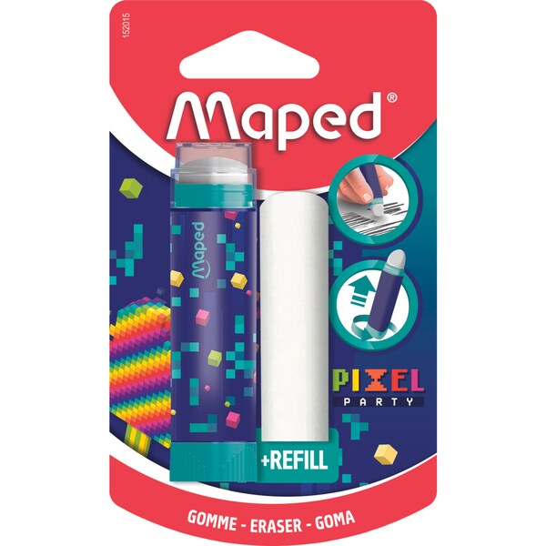 Maped Pixel Party Eraser Stick & Refill each